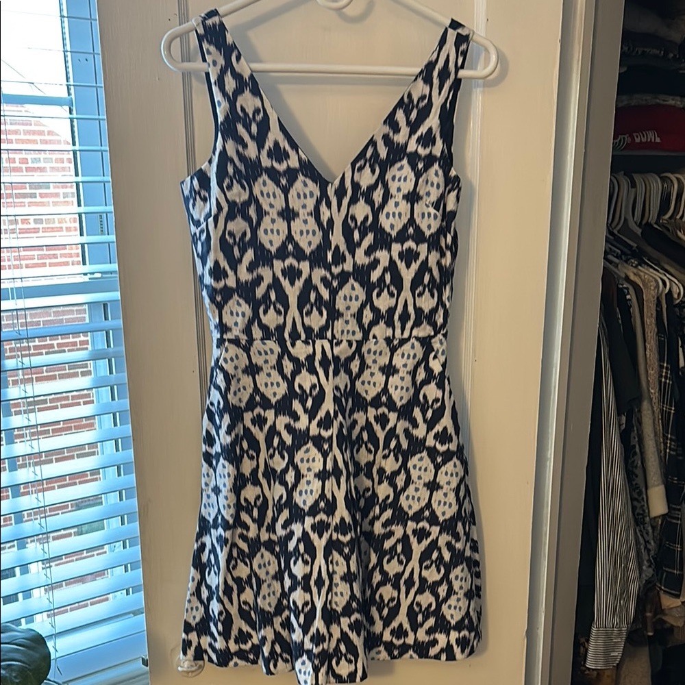 Navy and White Patterned Women's Dress